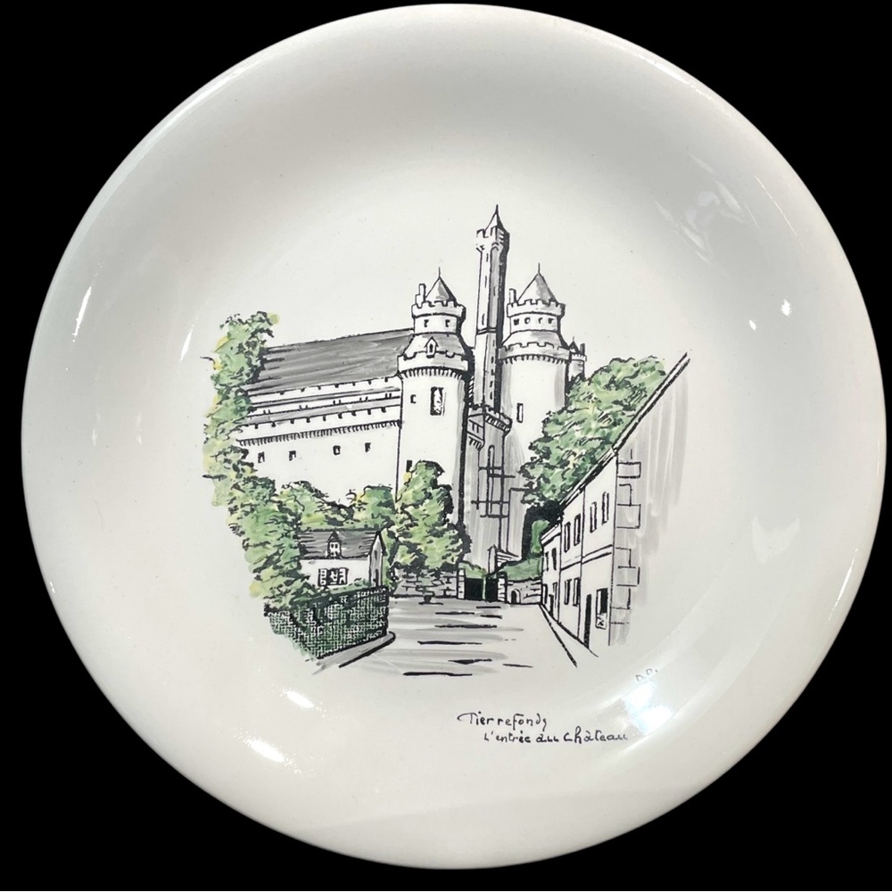 Vintage 1980s Signed B.D. Pierrefond Entrance to the Castle Hand Painted Plate